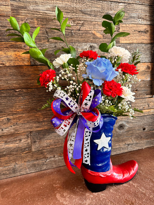 Boot Scootin Red, white and Blue
